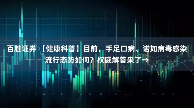 百胜证券 【健康科普】目前，手足口病、诺如病毒感染流行态势如何？权威解答来了→